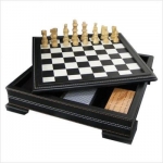 7-in-1 Black Leatherette Game Set